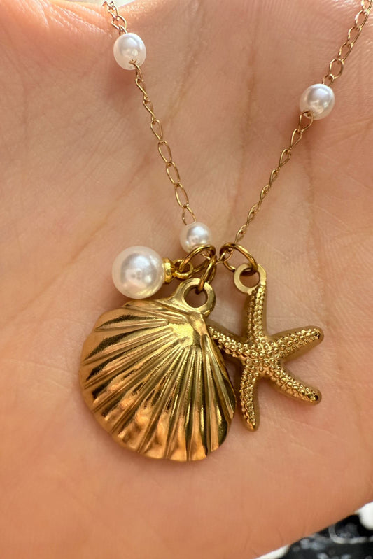 Coastal Treasures Pendant – 18K Gold Plated Seashell Charm | Beach core Aesthetic | Anti-Tarnish