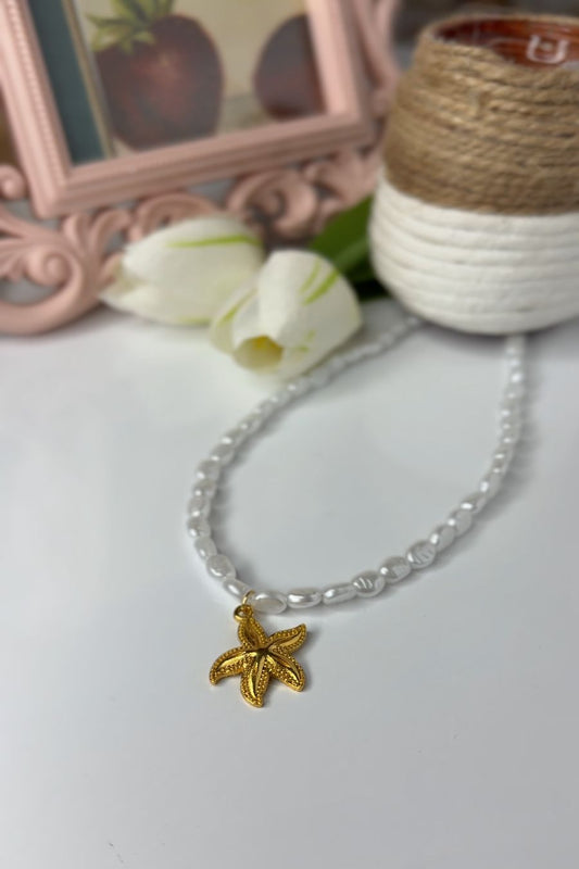 🌌Starry Shores Necklace – Mermaid core Starfish Pendant | Gold Plated | Anti-Tarnish Statement