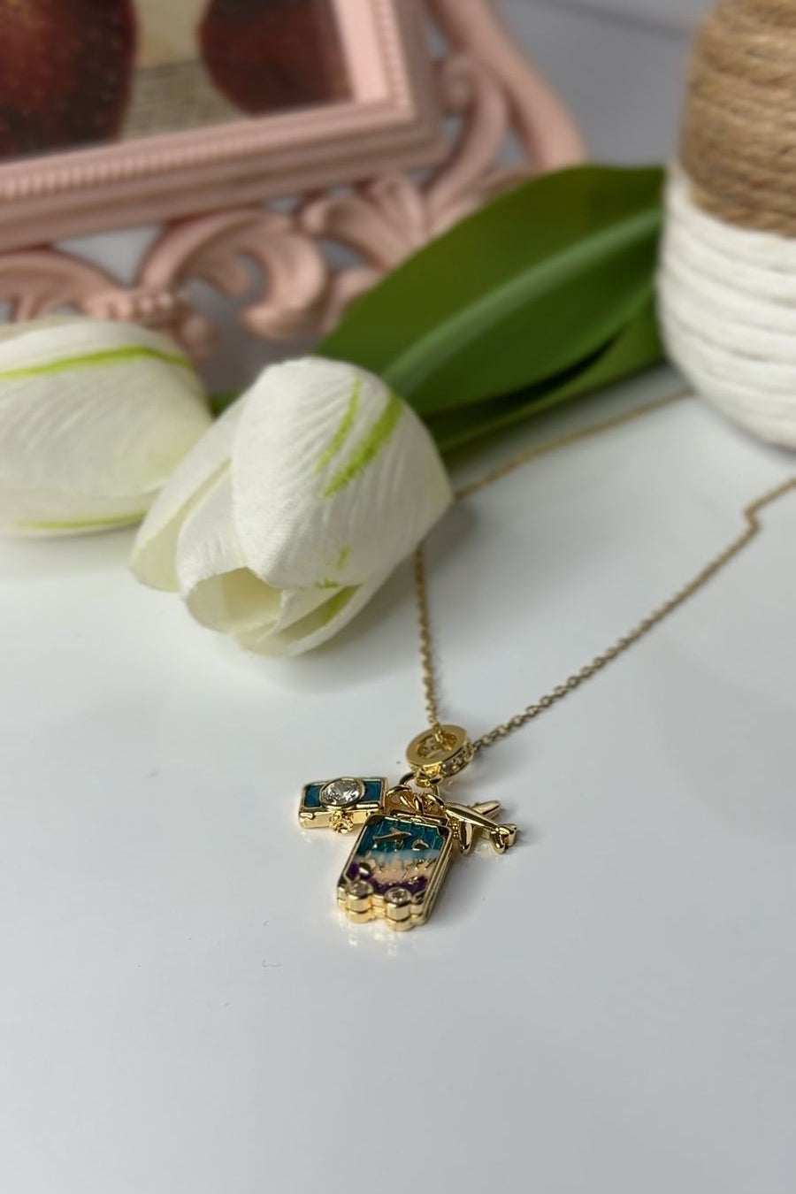 ✈️Wanderlust Charms Pendant – Gold Plated Globe &amp; Airplane Necklace | Travel core Aesthetic