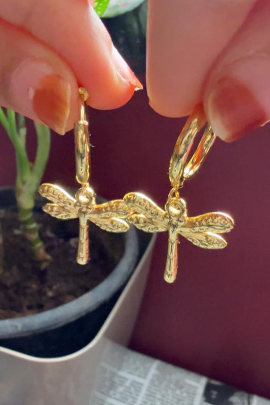 🐉 Fly Girl Drops – Dragonfly Danglers | Playful Gold Earrings