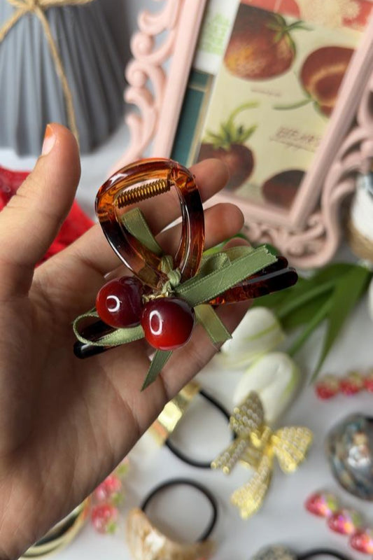🍒Berry Bloom Clip – Y2K Cottage core Hair Accessory | Cherry Hair Claw | Cute &amp; Playful