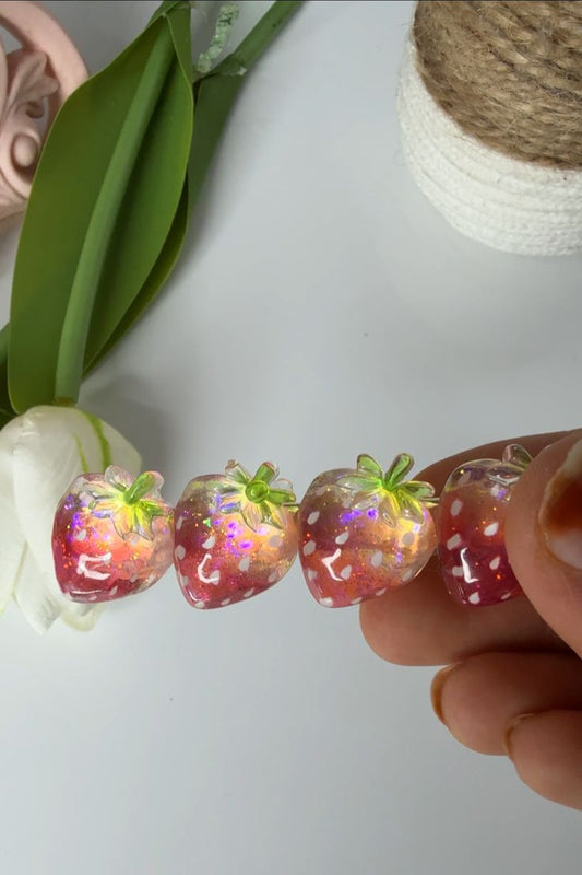 🍓Strawberry Clip – Vintage Fruit Hair Accessory | Gold Accent Hair Tie