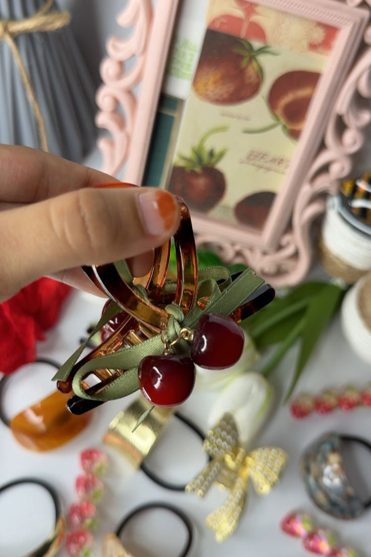 🍒Berry Bloom Clip – Y2K Cottage core Hair Accessory | Cherry Hair Claw | Cute &amp; Playful