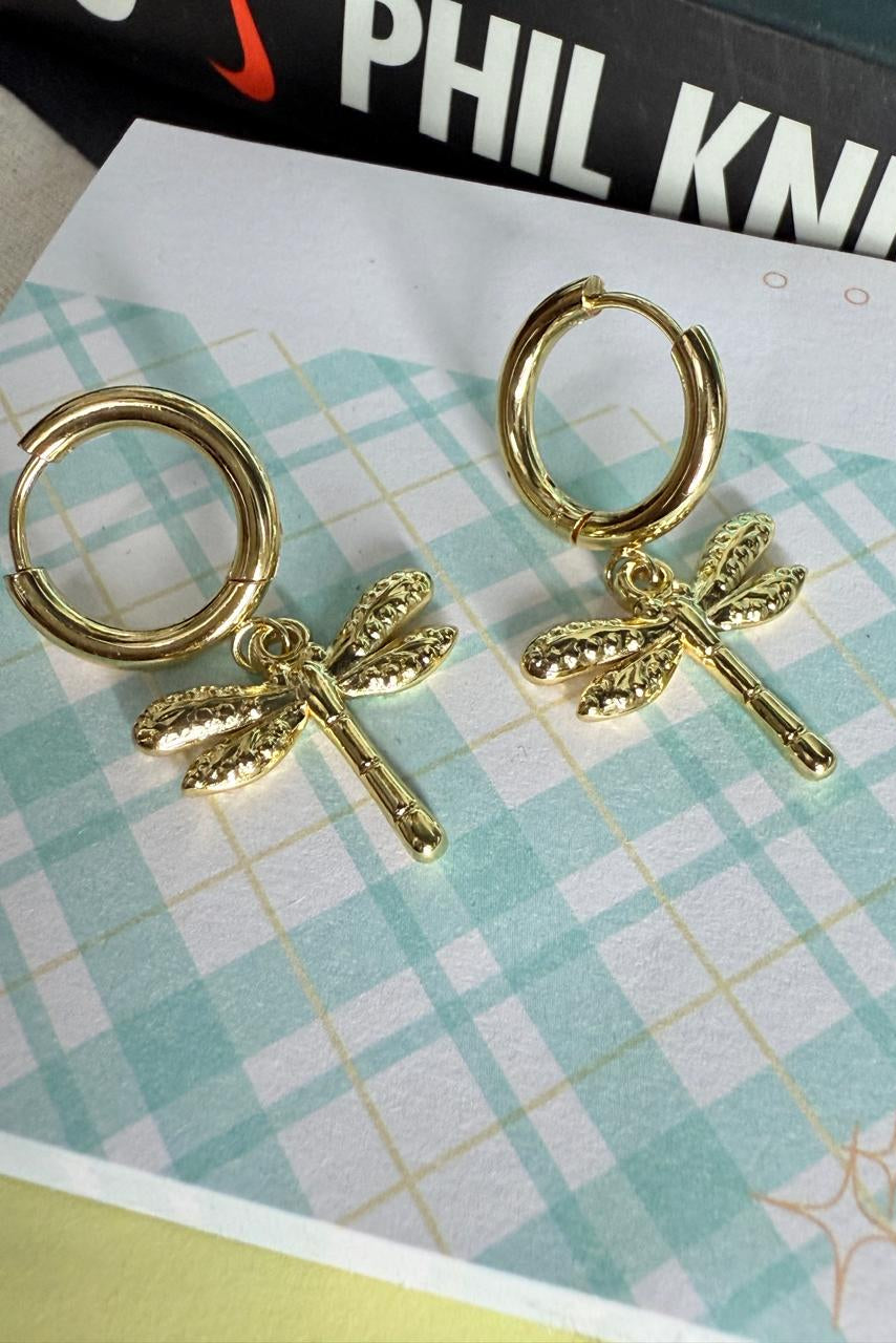 🐉 Fly Girl Drops – Dragonfly Danglers | Playful Gold Earrings