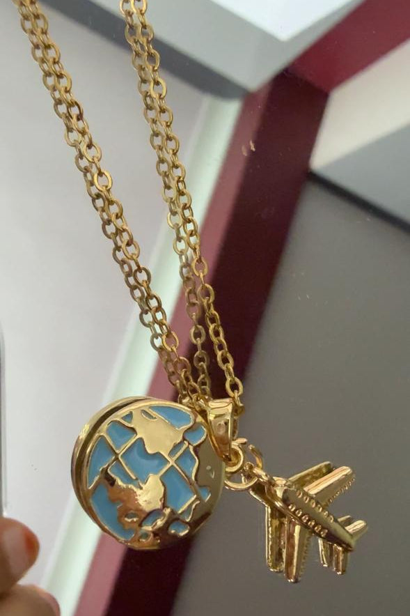 🌍Fly Me to the World Pendant – Minimal Airplane Necklace | 18K Gold Plated | Travel-Inspired