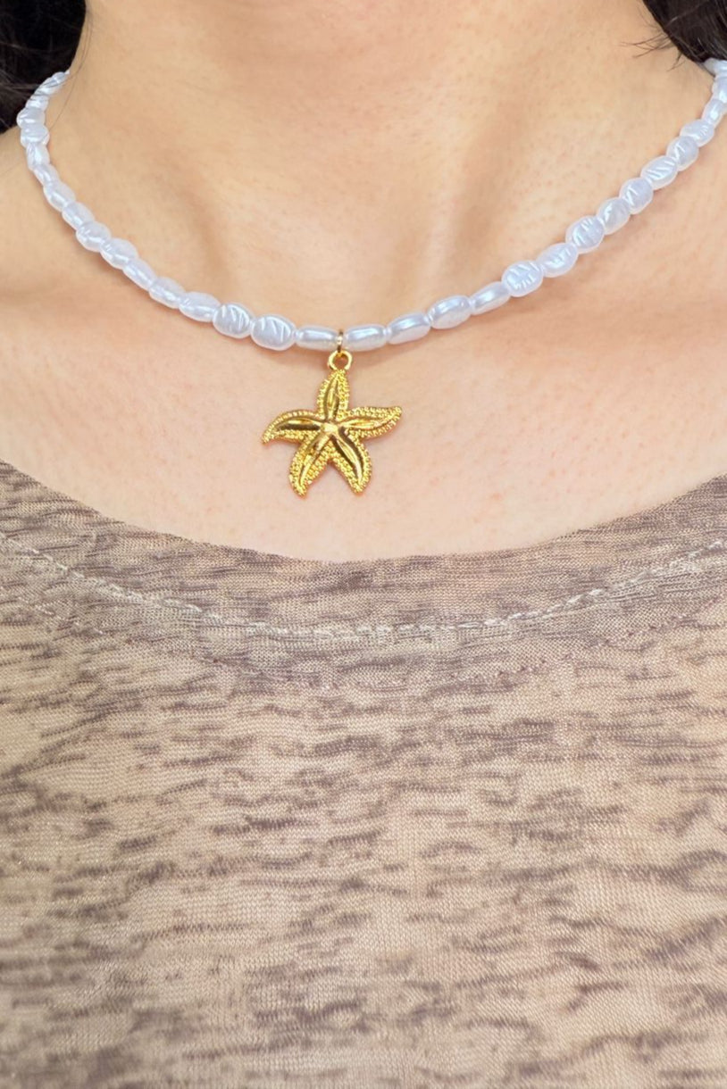 🌌Starry Shores Necklace – Mermaid core Starfish Pendant | Gold Plated | Anti-Tarnish Statement