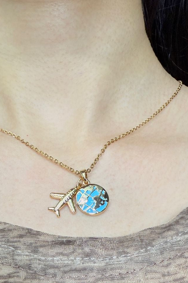 🌍Fly Me to the World Pendant – Minimal Airplane Necklace | 18K Gold Plated | Travel-Inspired